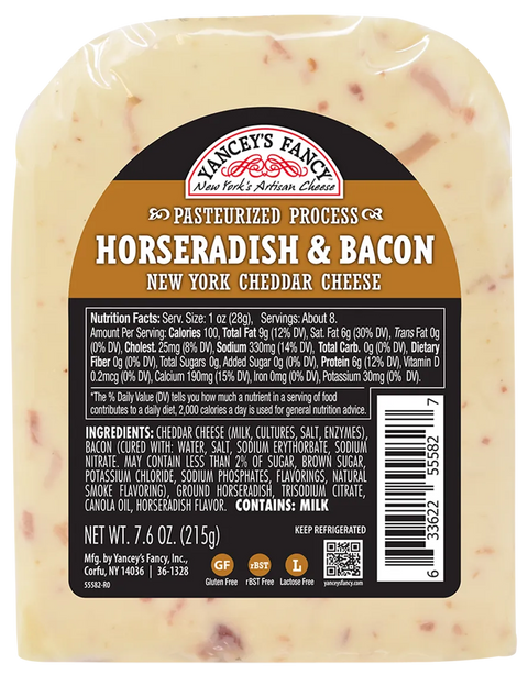 Yancey's Fancy Horseradish & Bacon Cheddar Wedge