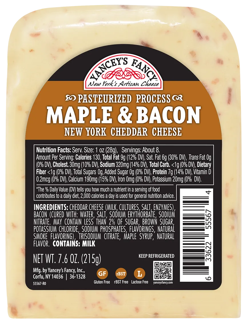 Yancey's Fancy Maple Bacon Cheddar Wedge