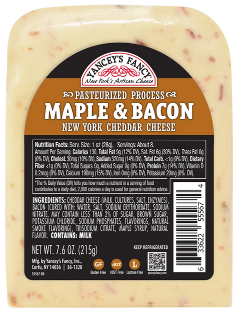 Yancey's Fancy Maple Bacon Cheddar Wedge