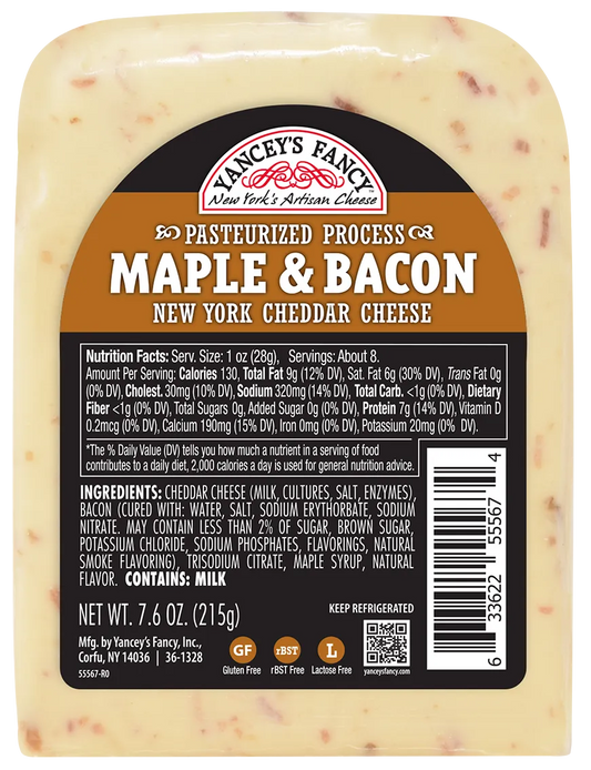 Yancey's Fancy Maple Bacon Cheddar Wedge