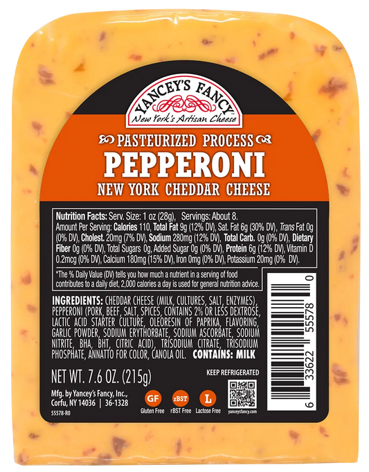 Yancey's Fancy Pepperoni Cheddar Wedge