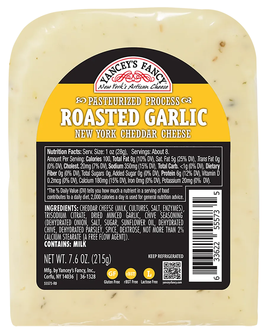 Yancey's Fancy Roasted Garlic Cheddar Wedge