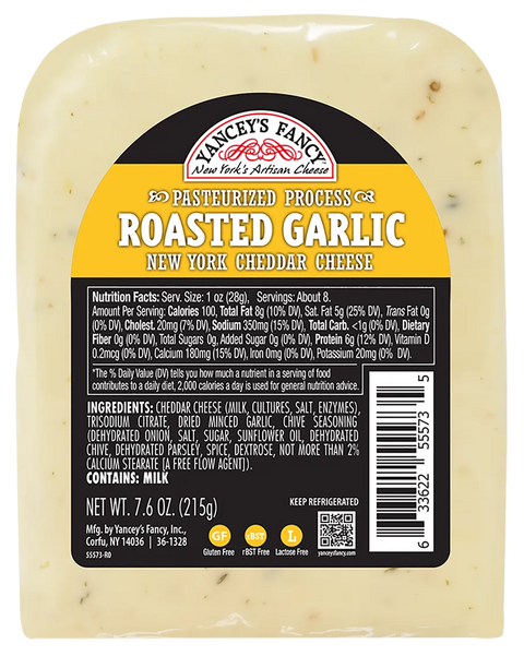 Yancey's Fancy Roasted Garlic Cheddar Wedge