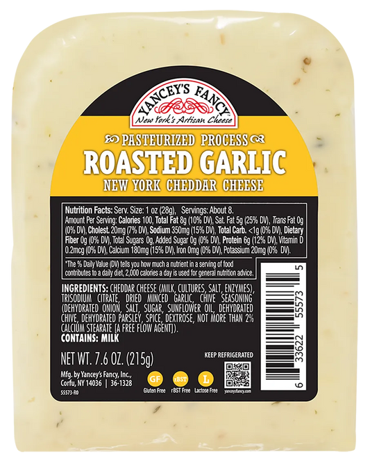 Yancey's Fancy Roasted Garlic Cheddar Wedge