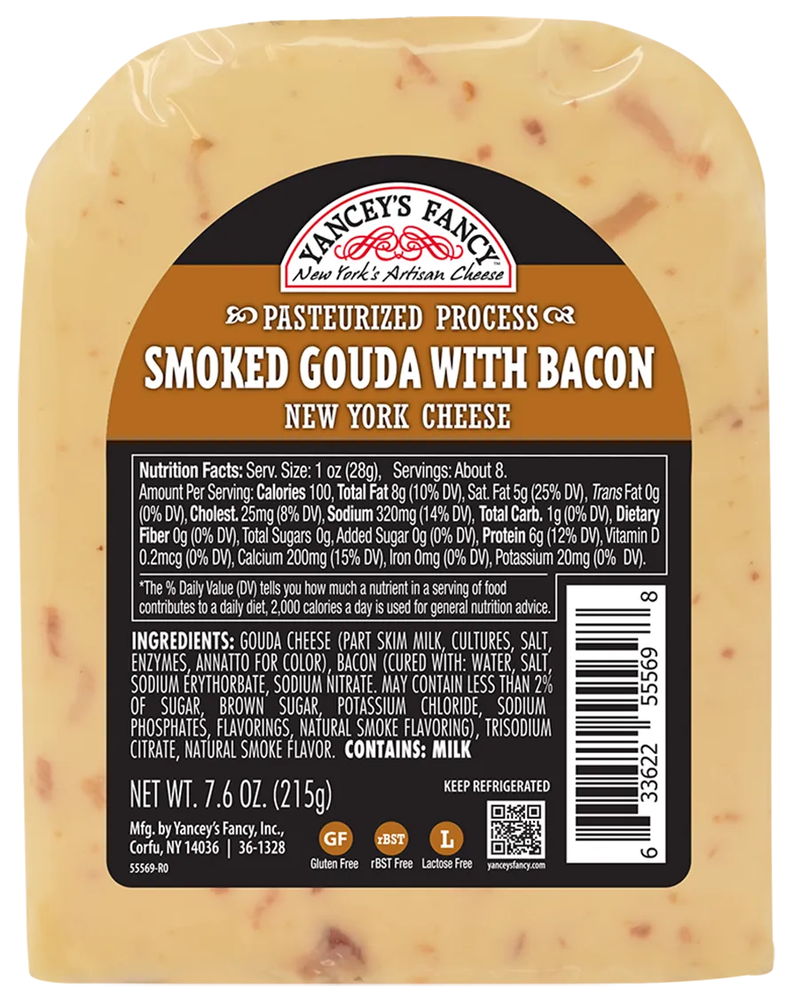 Yancey's Fancy Smoked Gouda With Bacon Cheddar Wedge