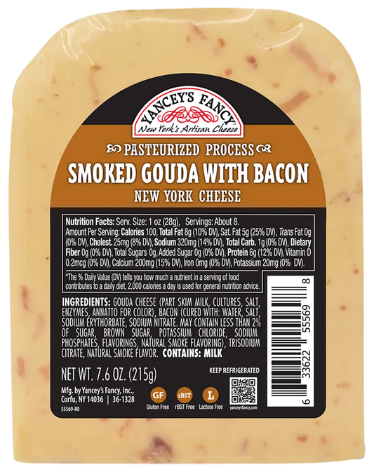 Yancey's Fancy Smoked Gouda With Bacon Cheddar Wedge